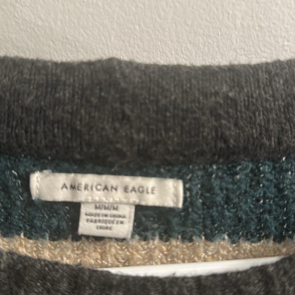 American Eagle Outfitters cozy crewneck striped sweater green size medium - Picture 3 of 5